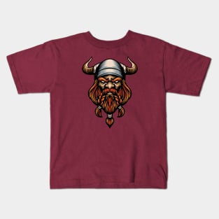 Cool Ginger Viking Head Illustration Kids T-Shirt